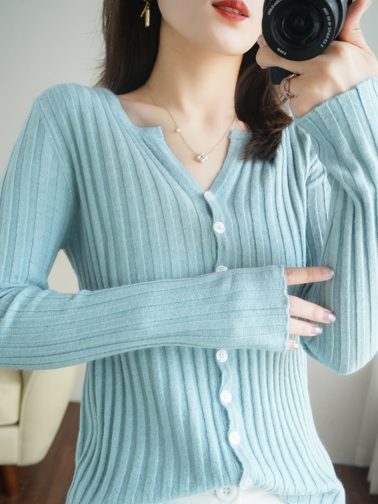 开胸毛衣女外套