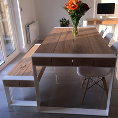 美式铁艺复古餐桌实木餐桌小户型钢木餐桌设计会议桌办公桌书桌椅