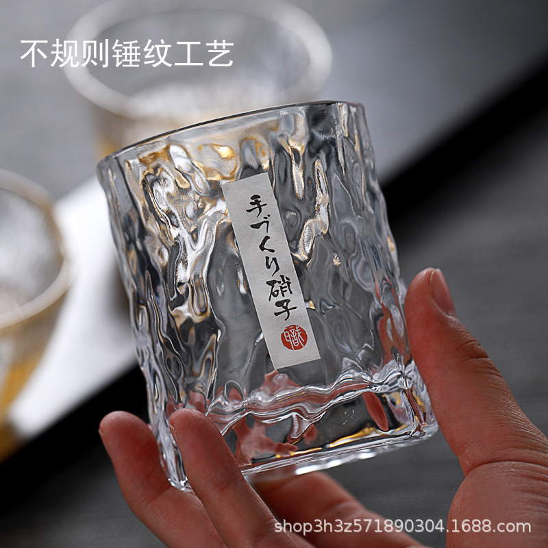 收藏手作日式锤纹鸣门威士忌酒杯家用创意啤酒杯水晶玻璃杯子