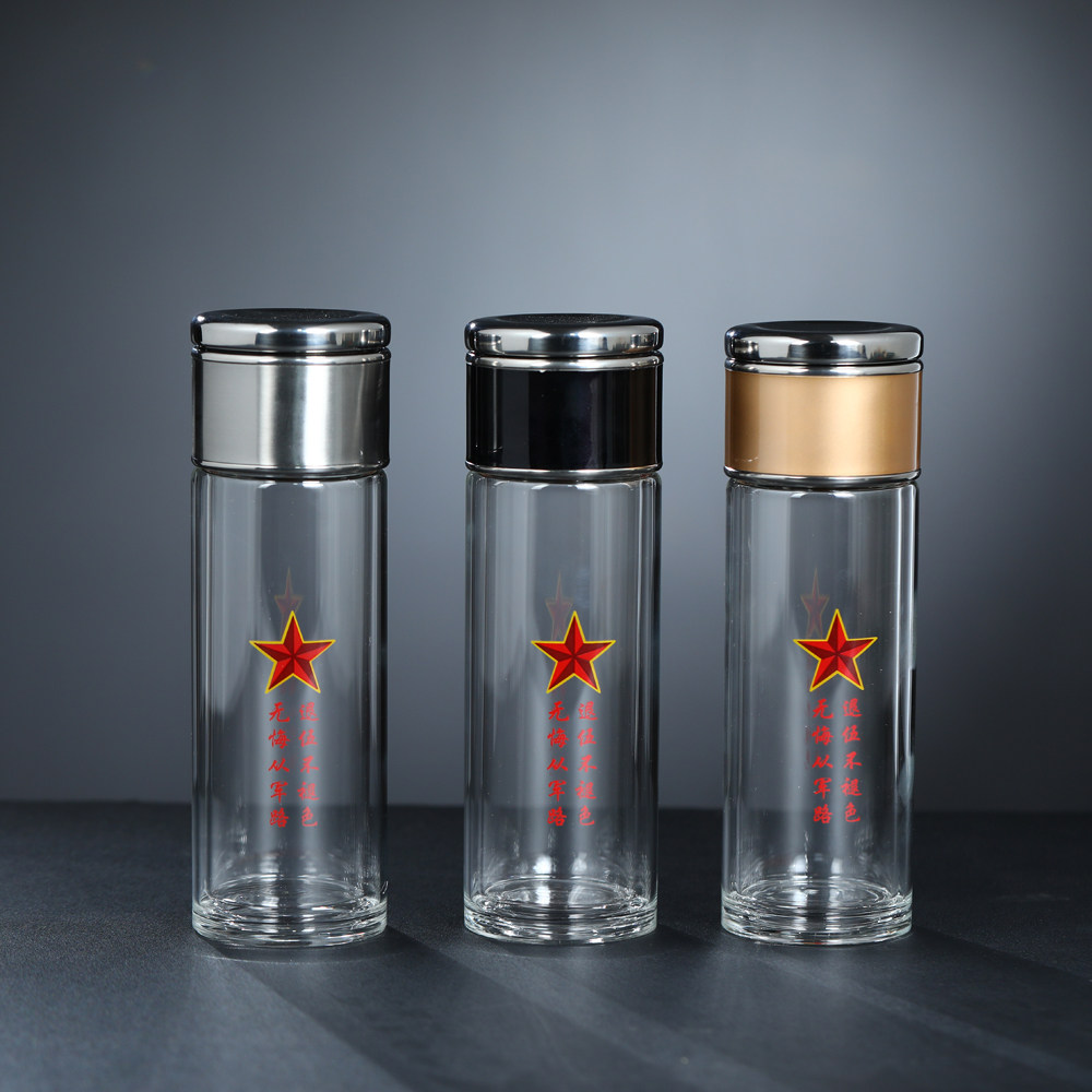 高档车载退伍战友八一聚会养生泡茶师礼品定制玻璃杯