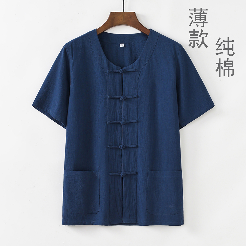 夏季中国风男装薄款纯棉短袖中式复古