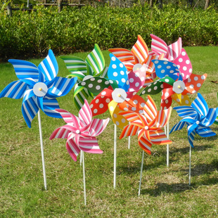 旋转大风车地推儿童玩具小风车装饰塑料户外风车diy手工礼品包邮