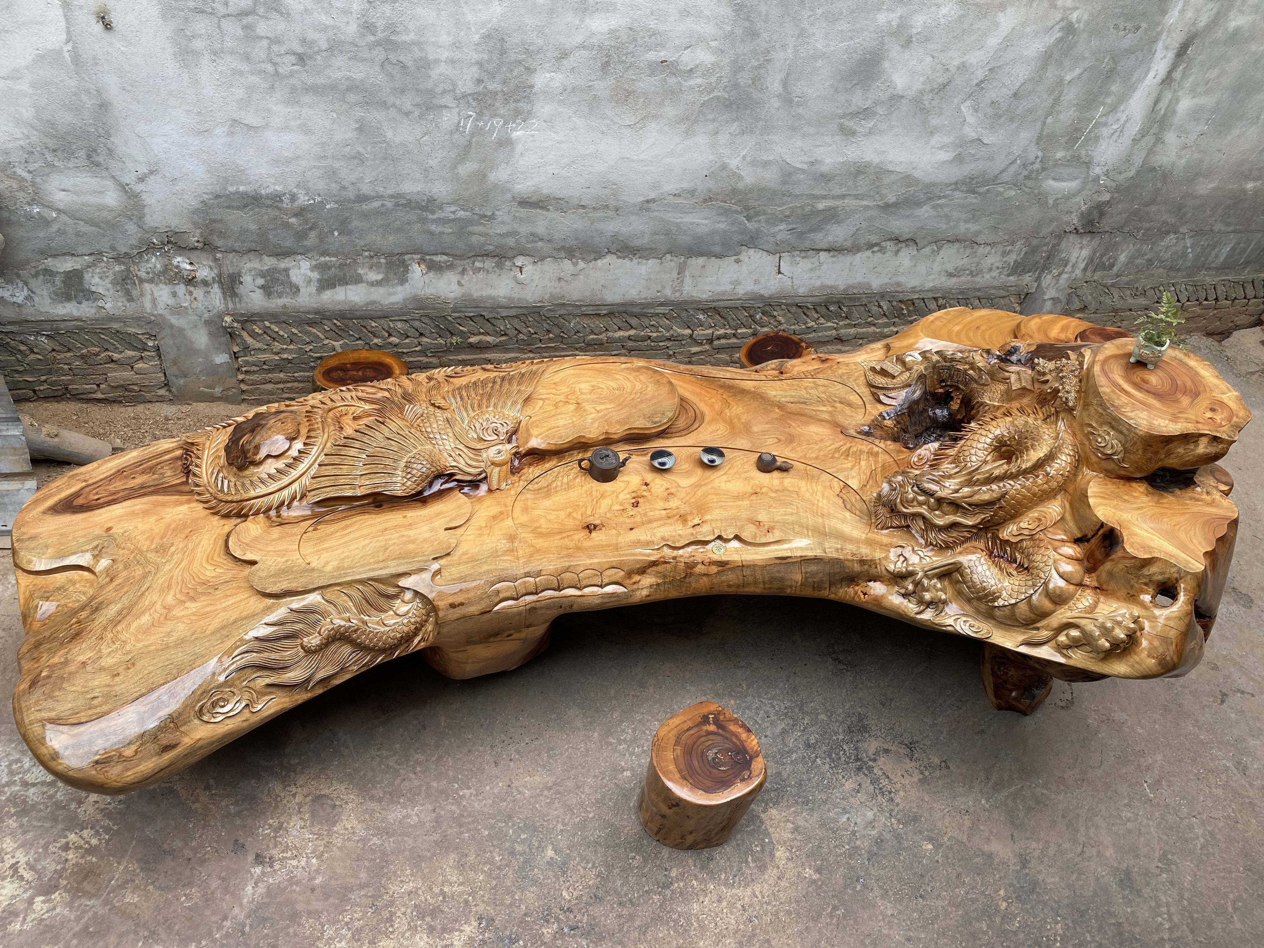 106 尺寸398x176x80超大香樟木根雕茶台树根茶桌公司酒店树头茶几