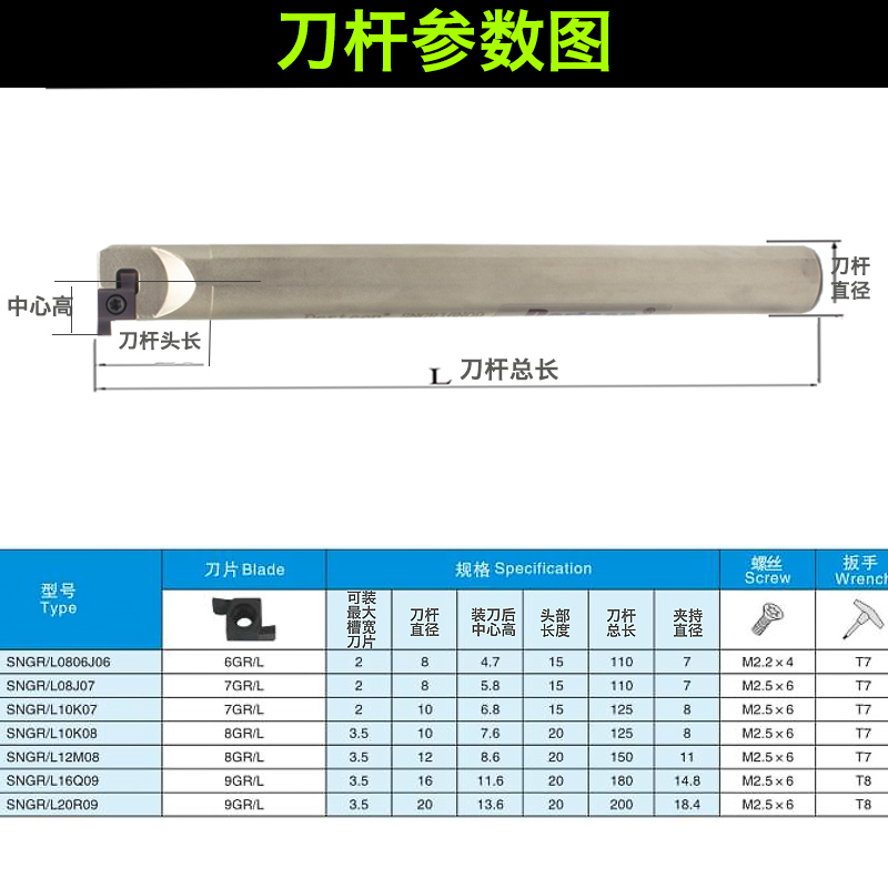 槽刀浅槽16m0812m08/切槽数控sngr10k08/刀杆内槽刀杆小内孔