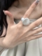 复古纹路 银色立体几何设计质感法式指环弹力可调节食指戒指简约