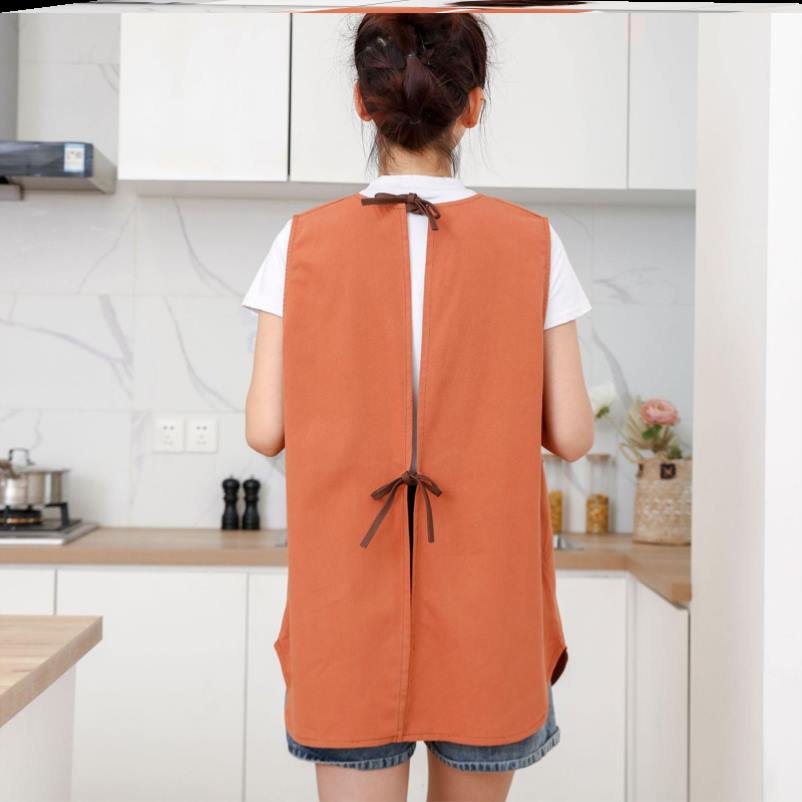 厨房衣服围裙2021新款全棉韩式围裙时尚款韩国餐饮工作服女护袖女