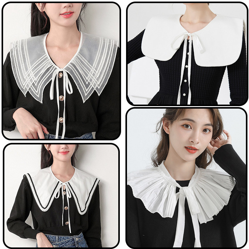 复古刺绣披肩女大翻假领子装饰衣领坎肩镂空围巾