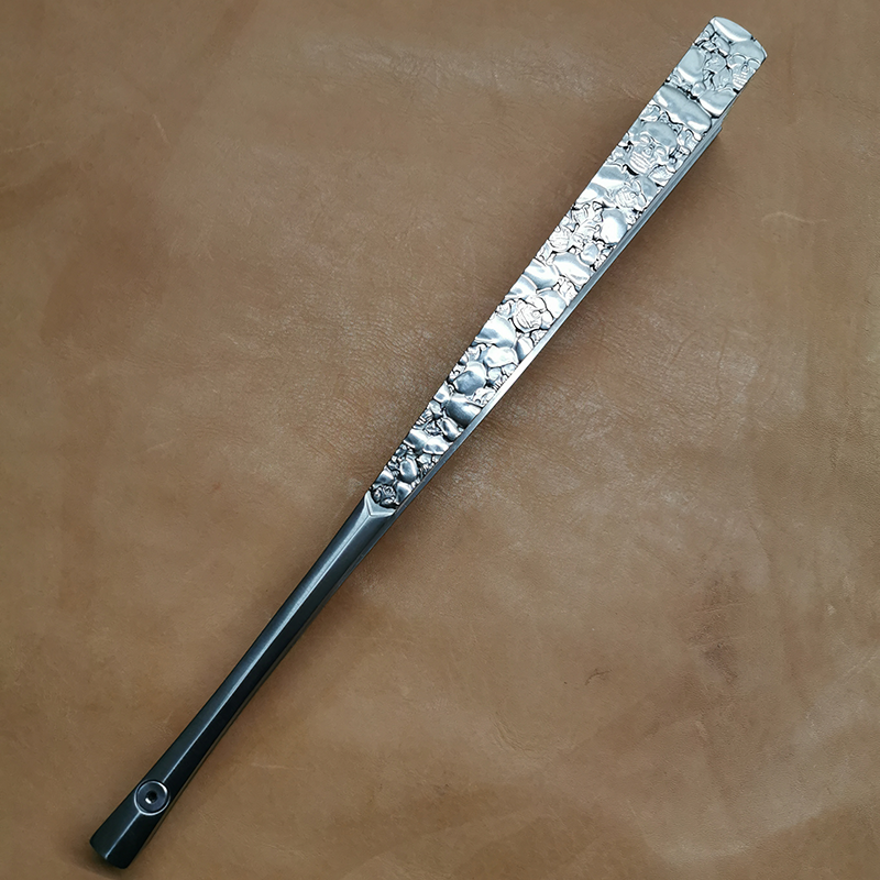 骷髅大风钛合金折扇子9寸18方10寸道家功夫铁扇练功金属带刀蹦迪