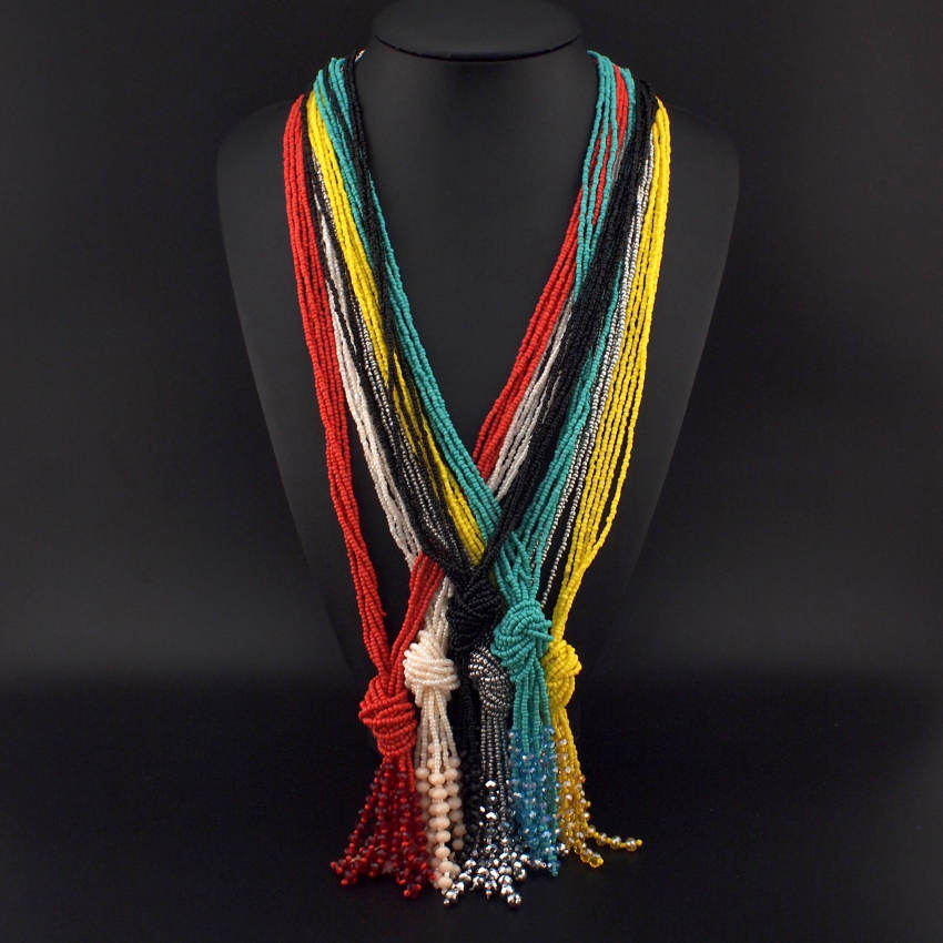 波西米亚风手工编织米珠气质时尚毛衣