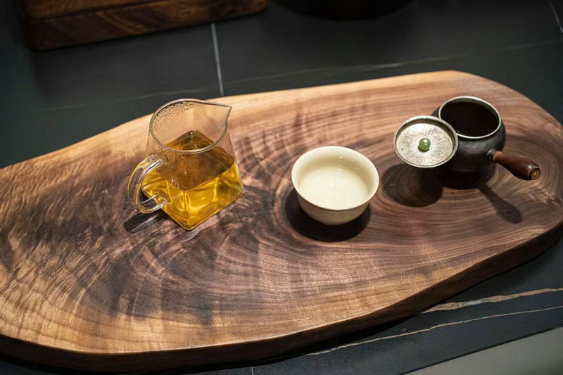 黑胡桃木原木板干泡茶盘茶台面板水果切盘面包盘牛排板一物一拍