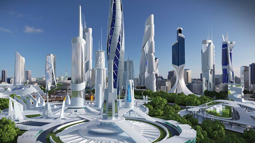 c4d未来科幻城市建筑场景高楼摩天楼3d模型工程源文件octane渲染