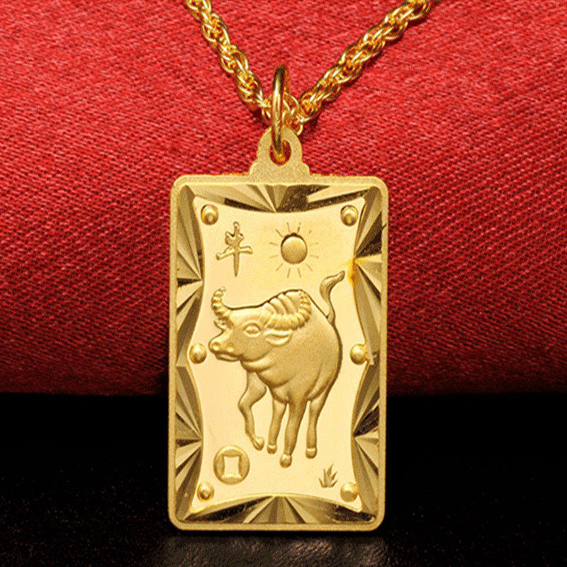 黄金正品纯金牛吊坠十二生肖牛999足金吊牌本命年金牌吊坠送礼