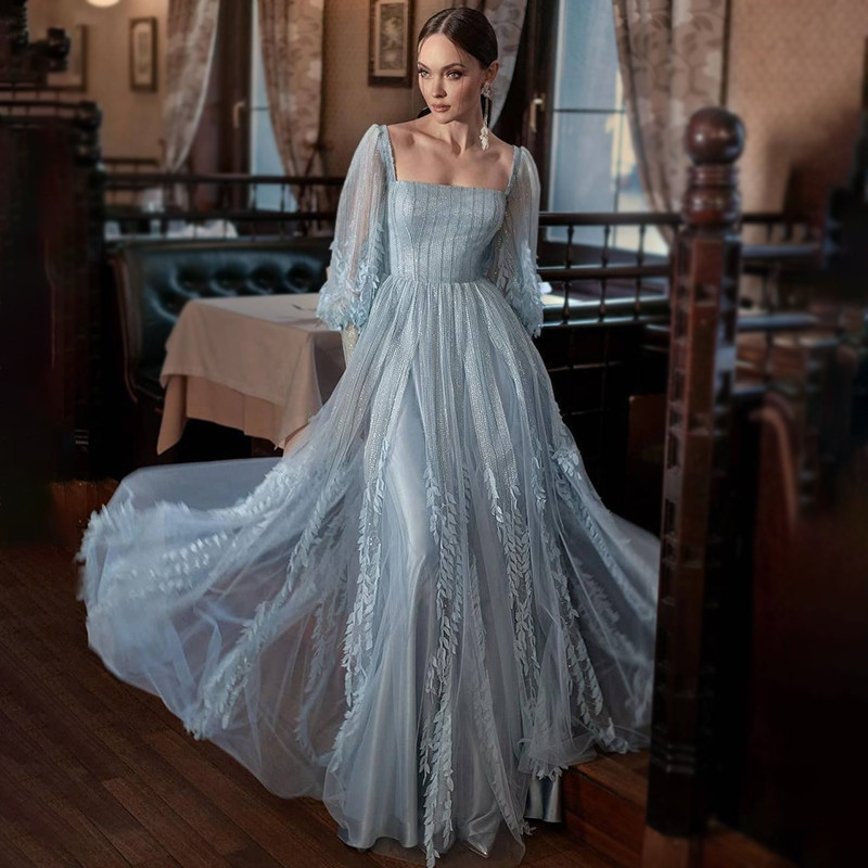 超仙网纱长裙公主裙成人礼表演主持宴会晚会仙女裙晚礼裙亮片