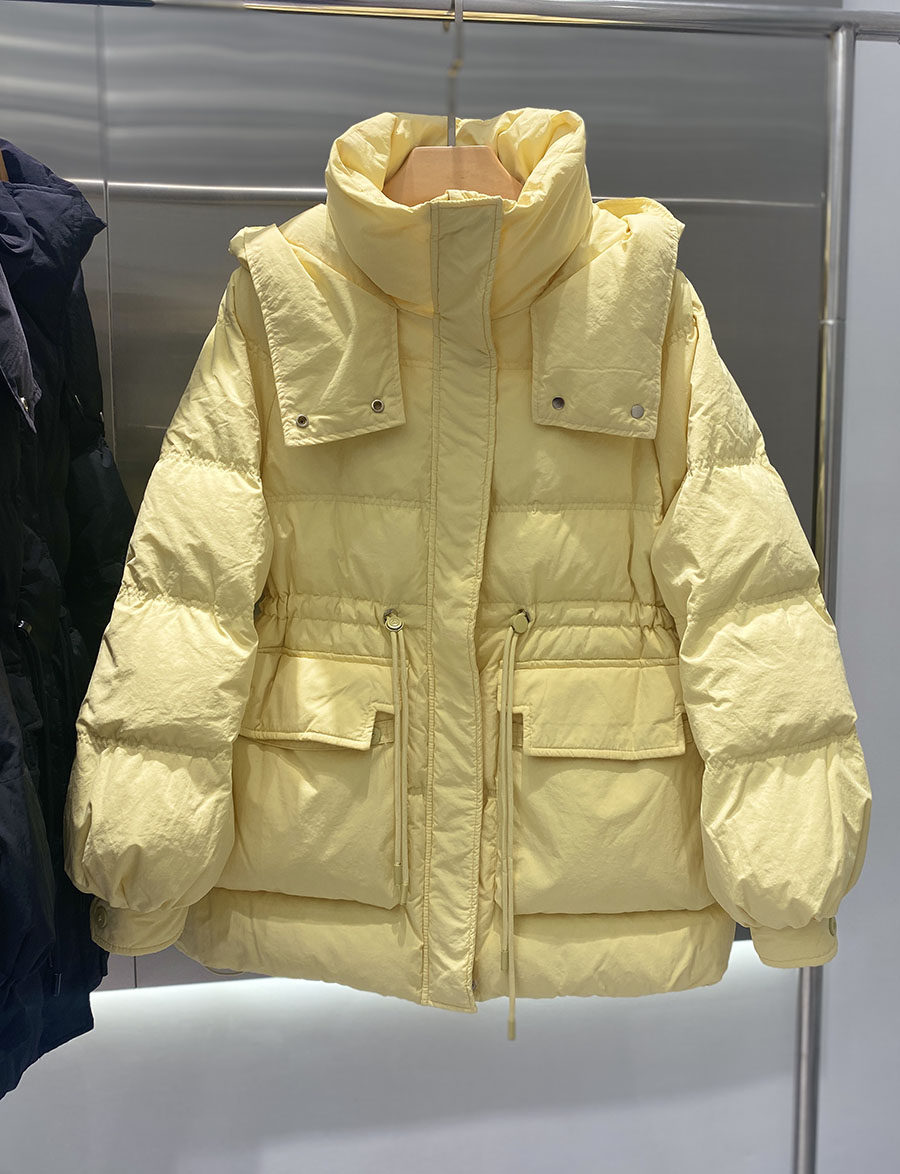 韩国东大门冬装新品大码宽松收腰显瘦连帽加厚羽绒服外套90白鸭绒