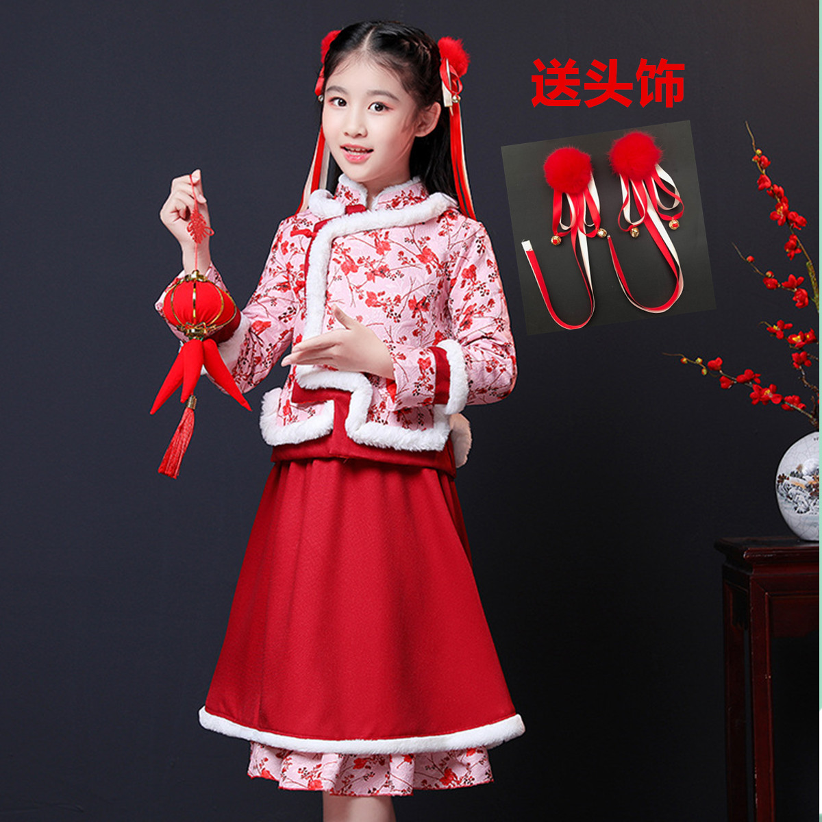 唐装儿童旗袍裙汉服套装女童中国风过年衣服加厚宝宝喜庆拜年服冬在类目 童装/婴儿装/亲子装, 儿童旗袍/唐装/民族服装, 唐装中 - 来自Buy2taobao.com提供专业的淘宝代购服务