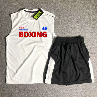 拳击背心套装T恤BOXING格斗训练服搏击散打踢拳定制速干透气班服