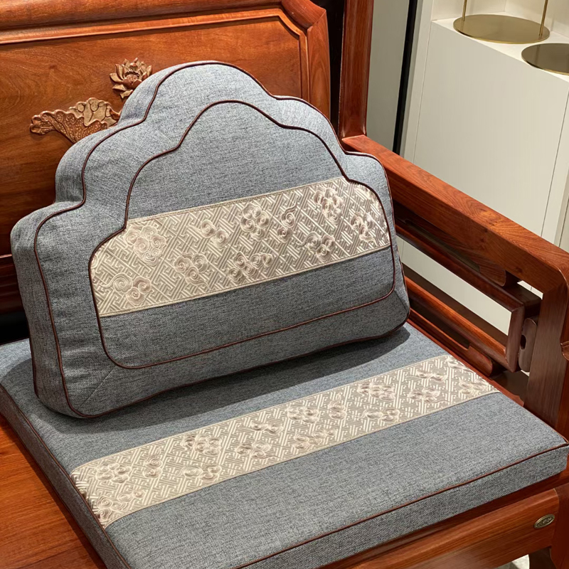 红木沙发棉麻刺绣坐垫中式家具云枕防滑座垫圈椅坐垫元宝枕