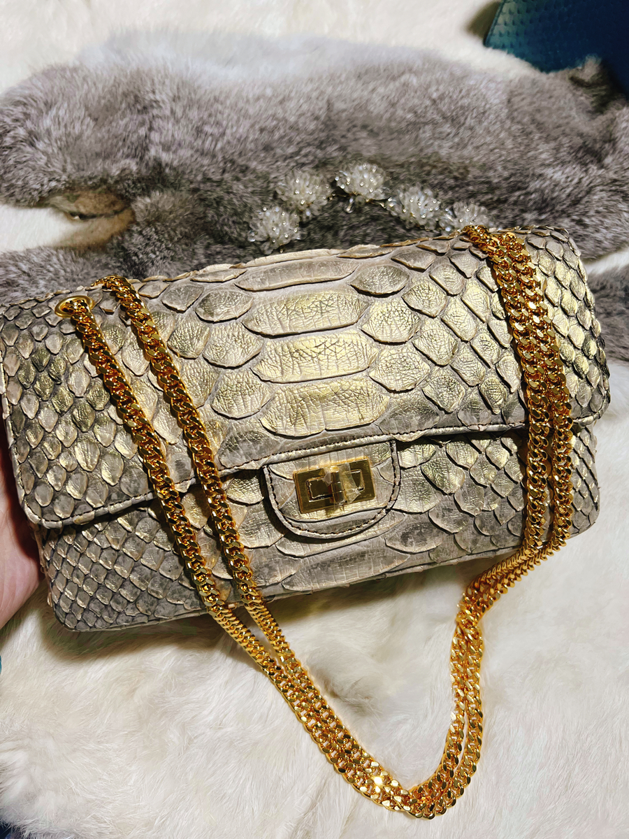 蛇皮手提包女包