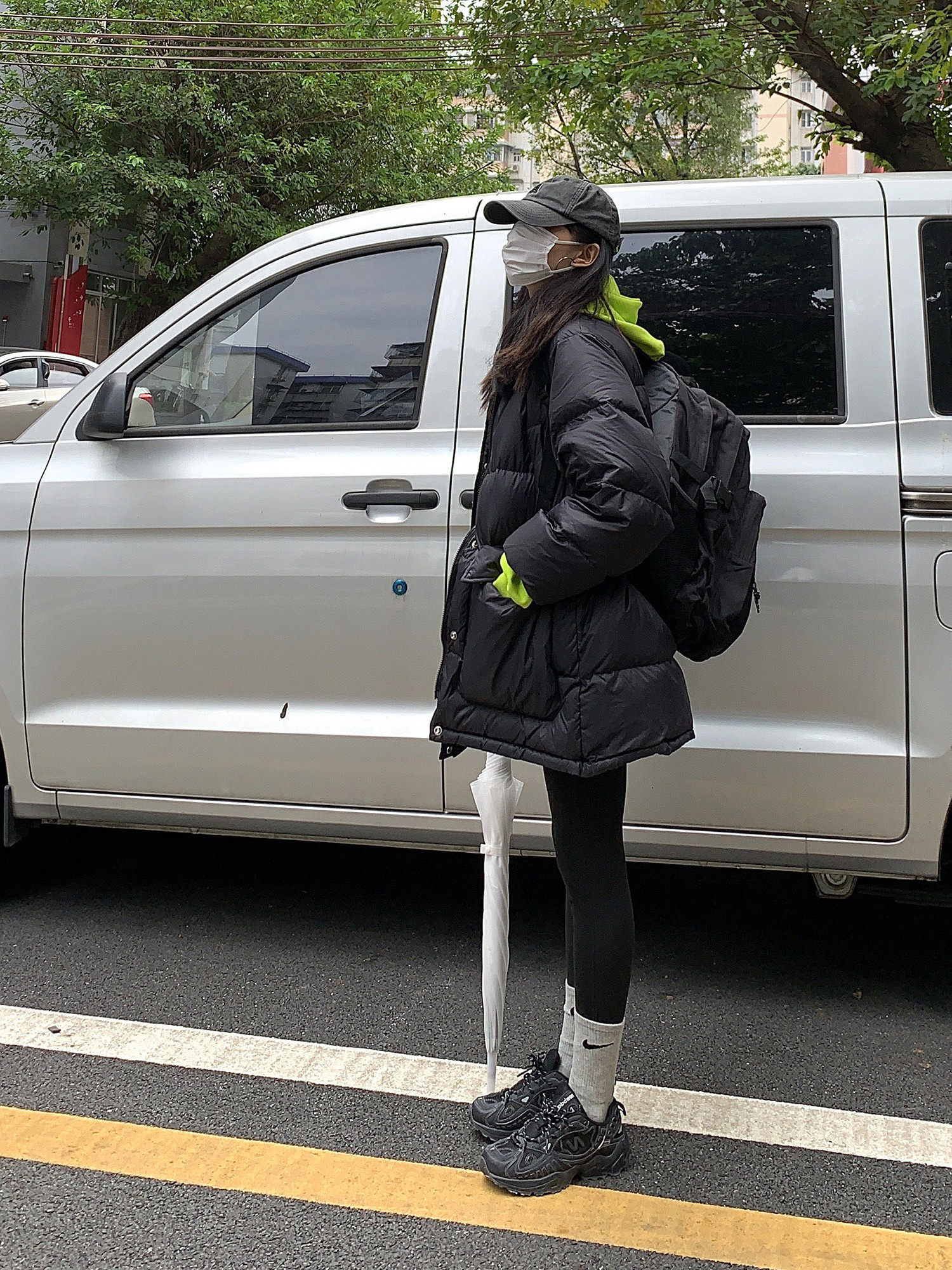 棉服2020年新款女黑色中长款