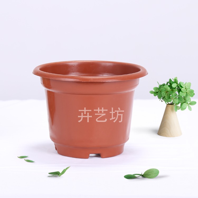 红色简约塑料花盆圆形塑料花盆阳台花盆园艺基地专业花盆全国出售