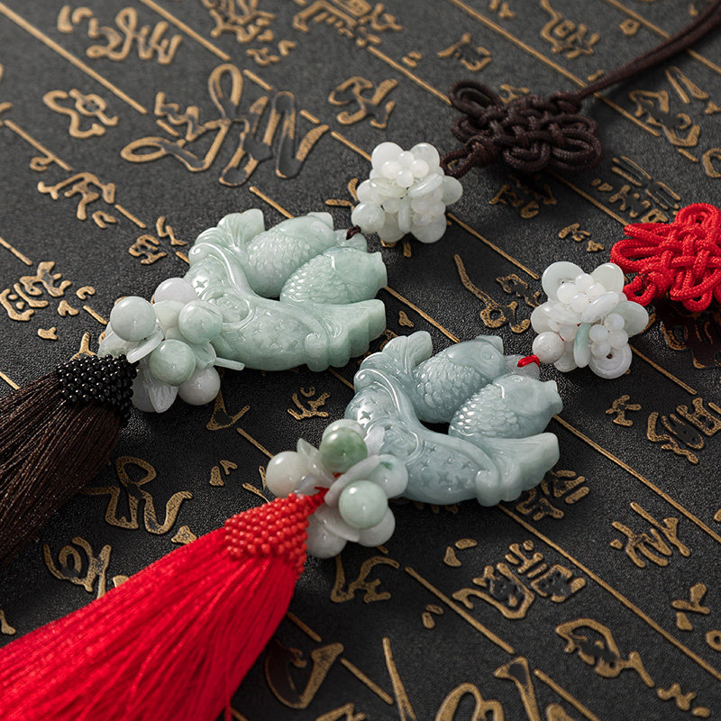 汽车挂件琉璃玉牌中国风保平安符车内挂饰汉服玉石高档腰佩男女款