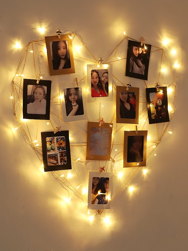 网红相框挂墙ins照片墙装饰麻绳夹子相片免打孔创意房间墙面布置