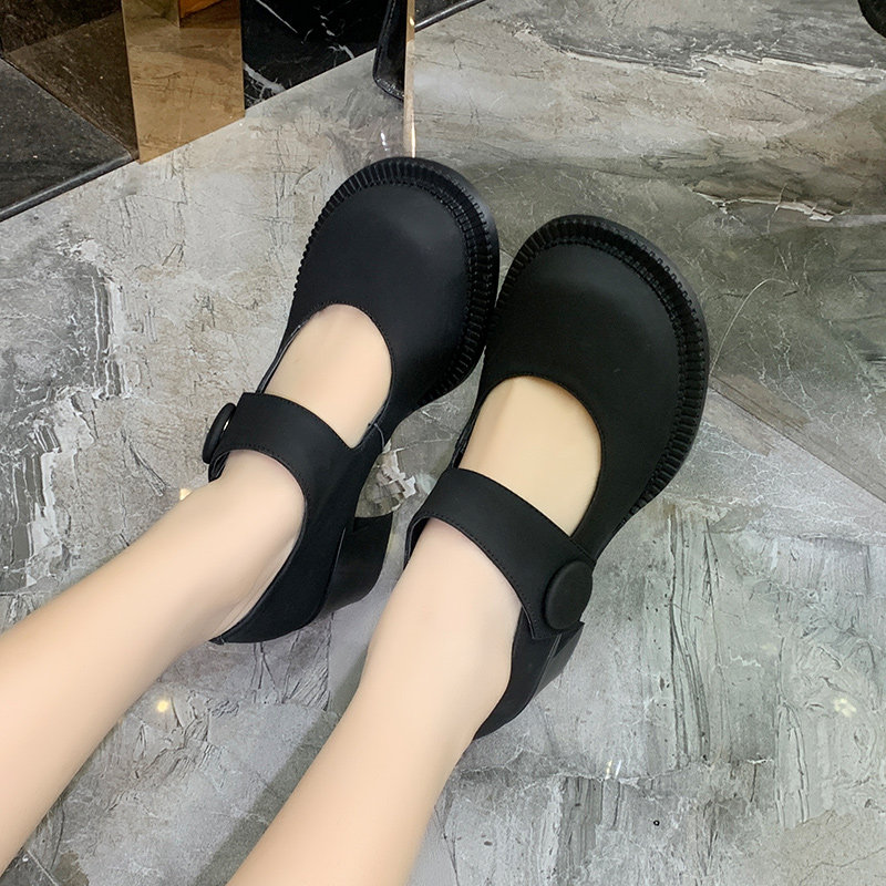 厚底大头鞋女圆头日系真皮大额优惠券