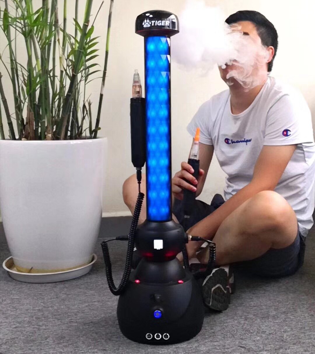 阿拉伯水烟全套酒吧ktvtt带灯烟壶无明火电子tiger大烟雾蒸汽机