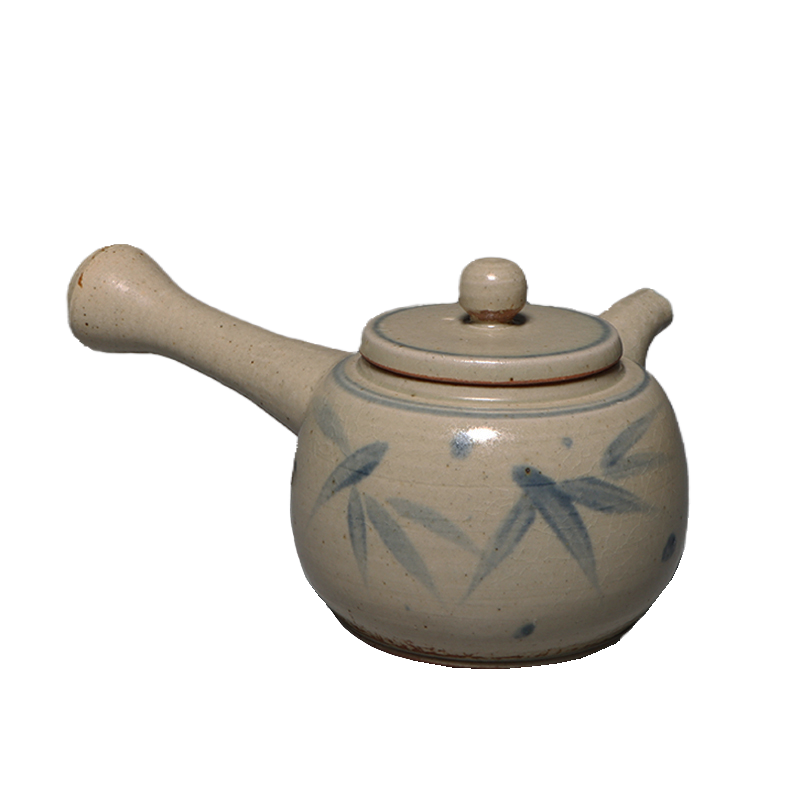 台湾 张书曜 古青花 纯手工 侧把壶 茶壶 朴实无华  210ml