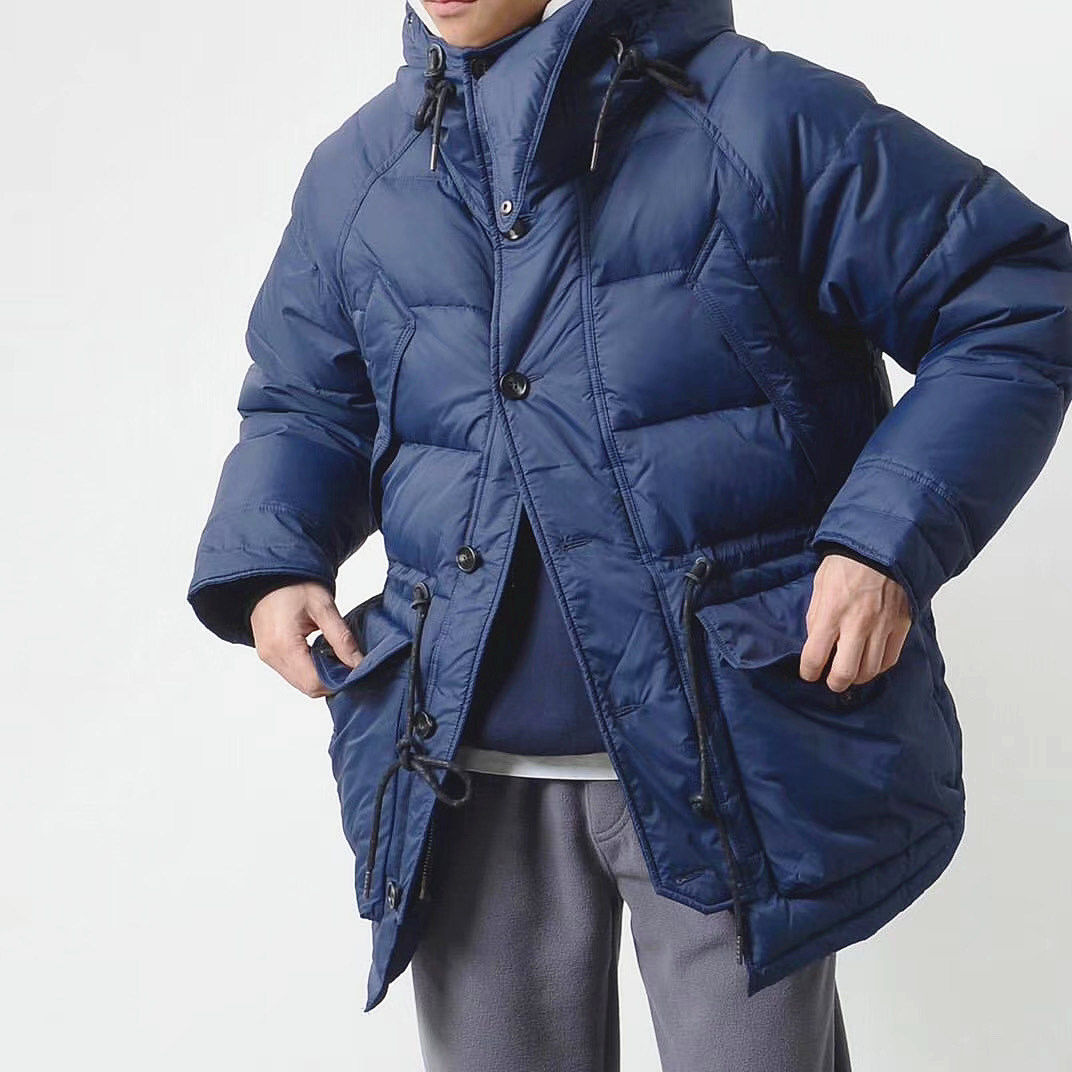 工装羽绒服男韩国_韩国东大门韩国男装直播款鸭绒蓬松连帽宽松羽绒服