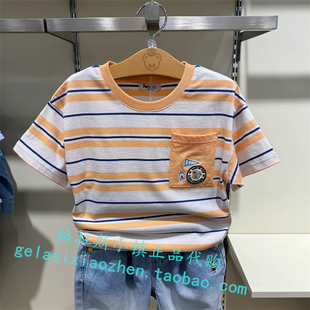 PawinPaw童装专柜正品24年春夏新款男童纯棉条纹短袖T恤RAE2513M