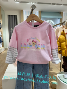 TeenieWeenie童装专柜正品龙年春新款女童假两件小熊T恤LA241254K