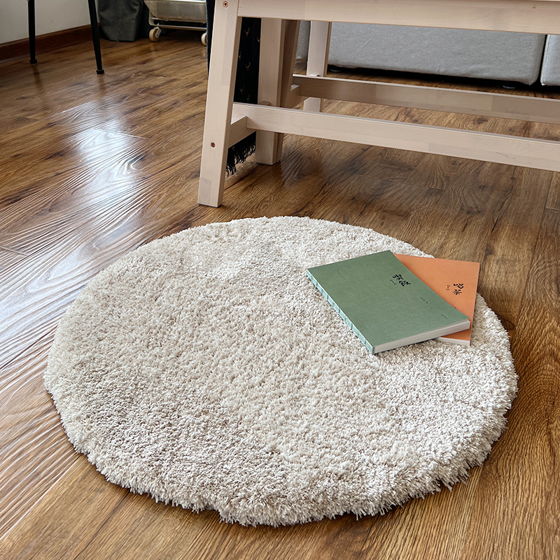现代简约北欧超柔圆形地毯长绒厚款茶几垫书房电脑椅垫床边毯免洗