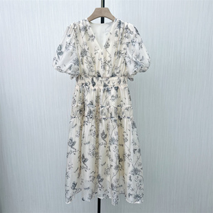 KA●2024夏装新品 法式碎花连衣裙女气质淑女别致茶歇裙长裙6681