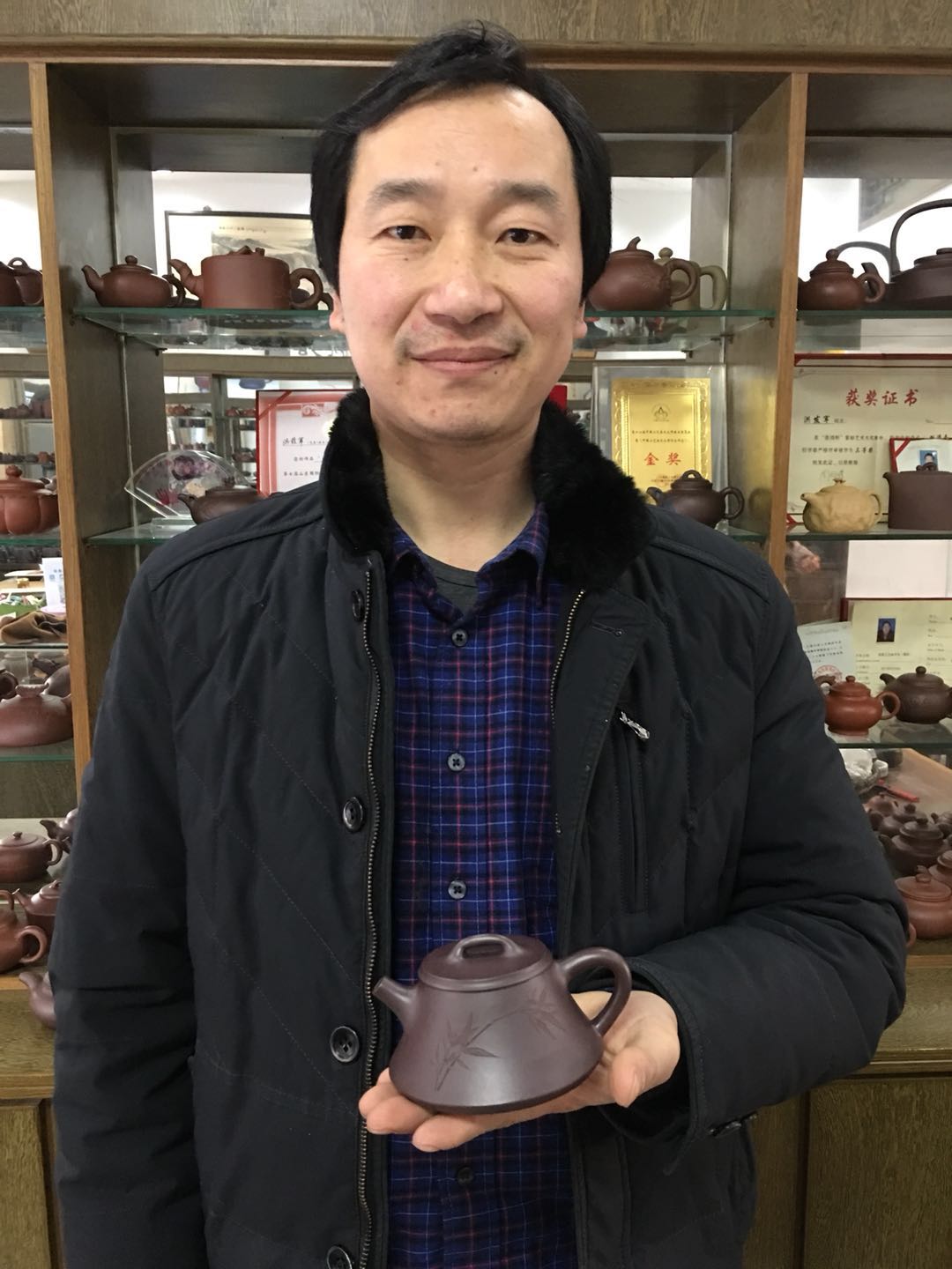 【节节高升】工艺美术师 洪发军宜兴紫砂壶茶壶 紫泥光货