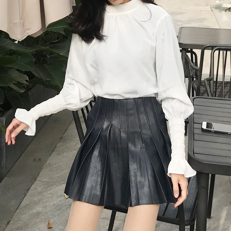 特价黑色小皮裙pu皮半身裙 百褶短款