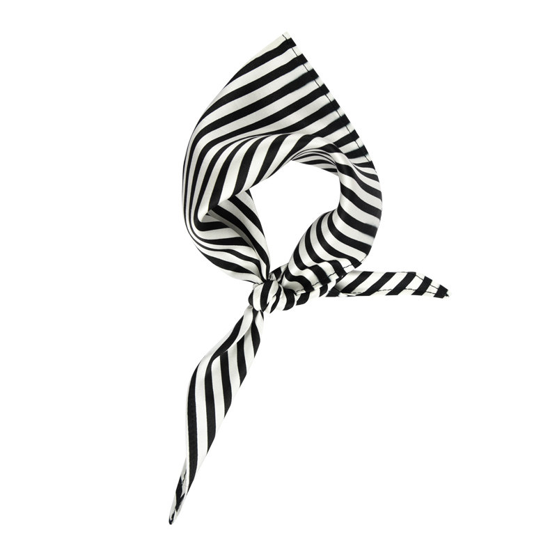 glee rainbow mini黑白真丝条纹三角巾 男女款装饰精致迷你丝巾