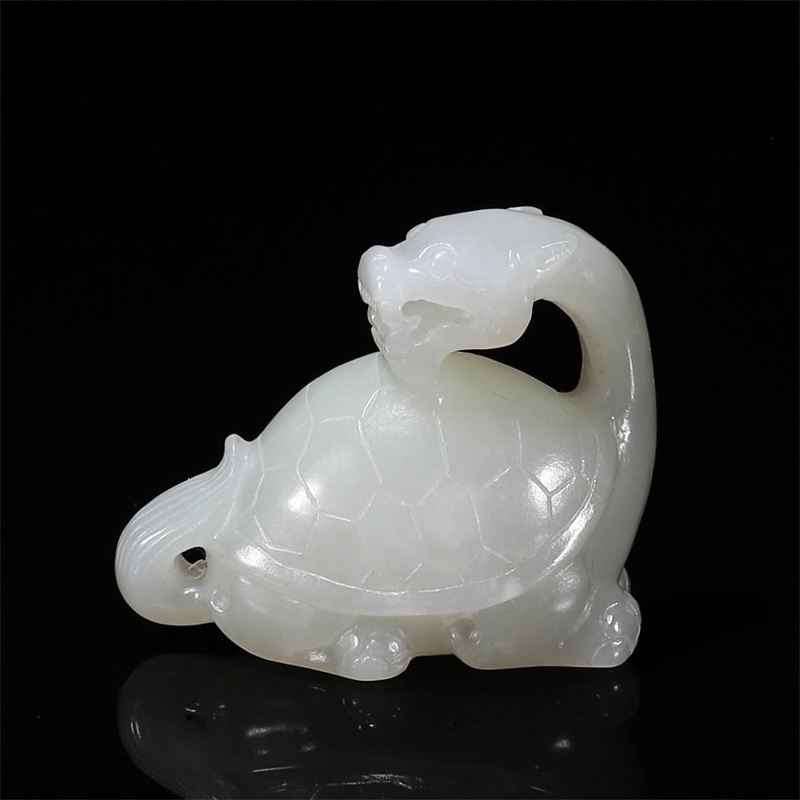 【鬼市】天然和田玉玄武把件(附材质证书) h-3653