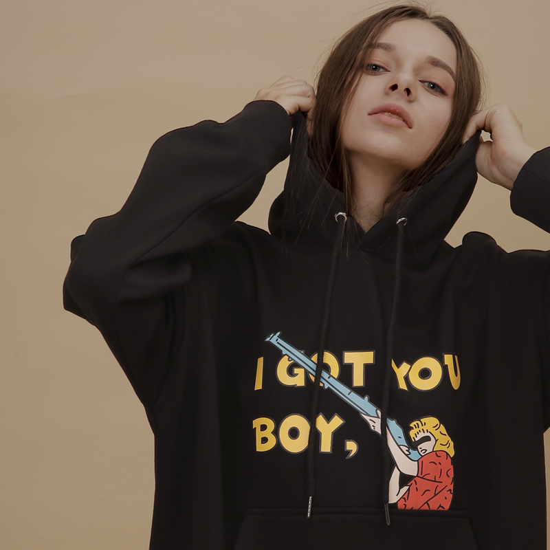 女卫衣加绒加厚卡通