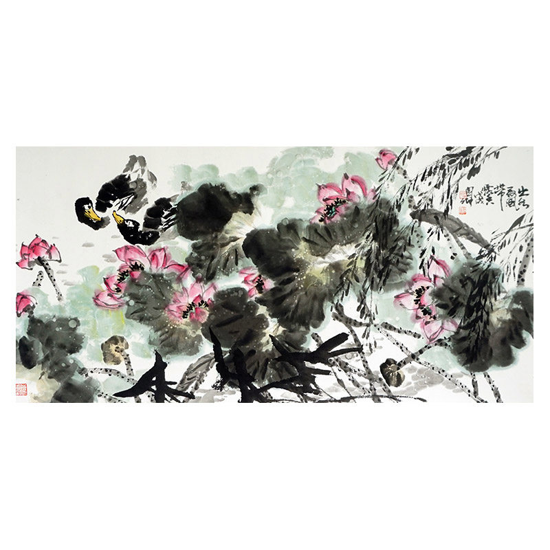刘国卿 六尺《出水荷风》李苦禅弟子中美协 定制名家字画写意客厅