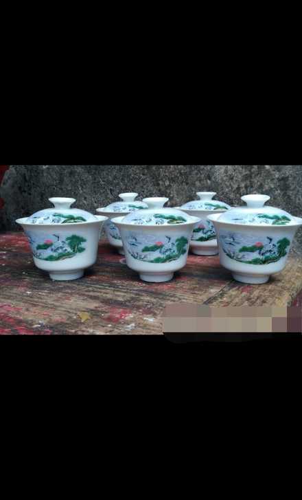 老茶碗文革左右出口创汇时期盖碗题材不错物品特殊售出