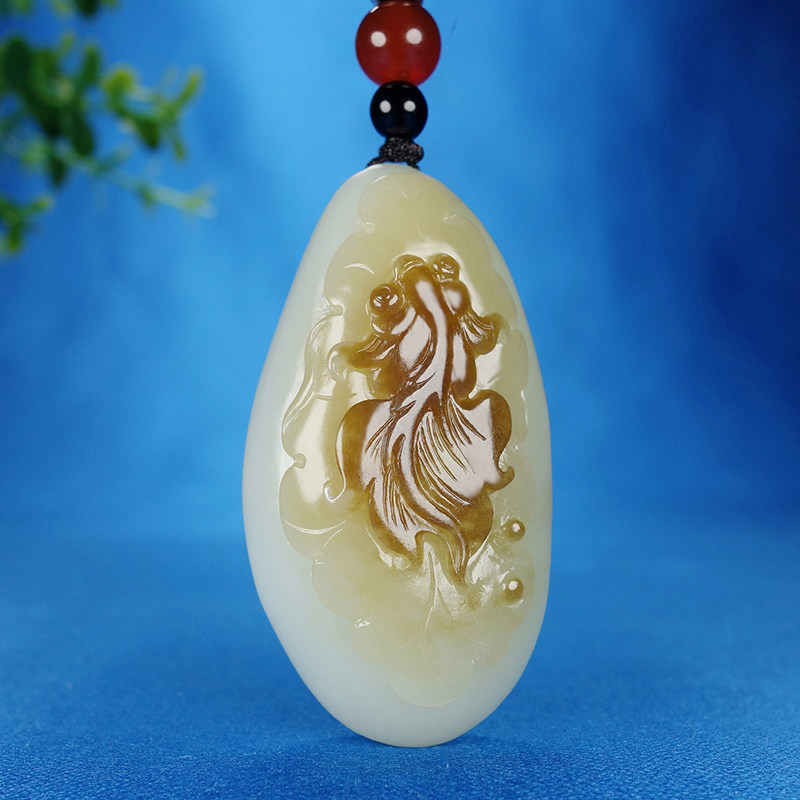 【羊脂白玉】时晓铎工作室出品和田玉金玉良缘金鱼挂件38.990g