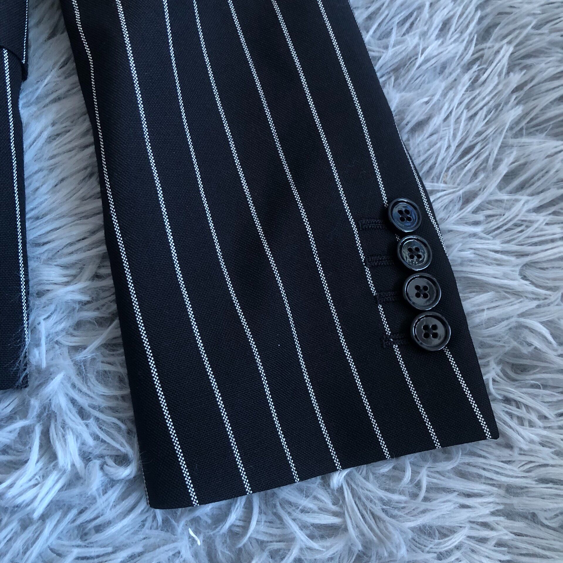 Celine Striped Wool Blazer — label