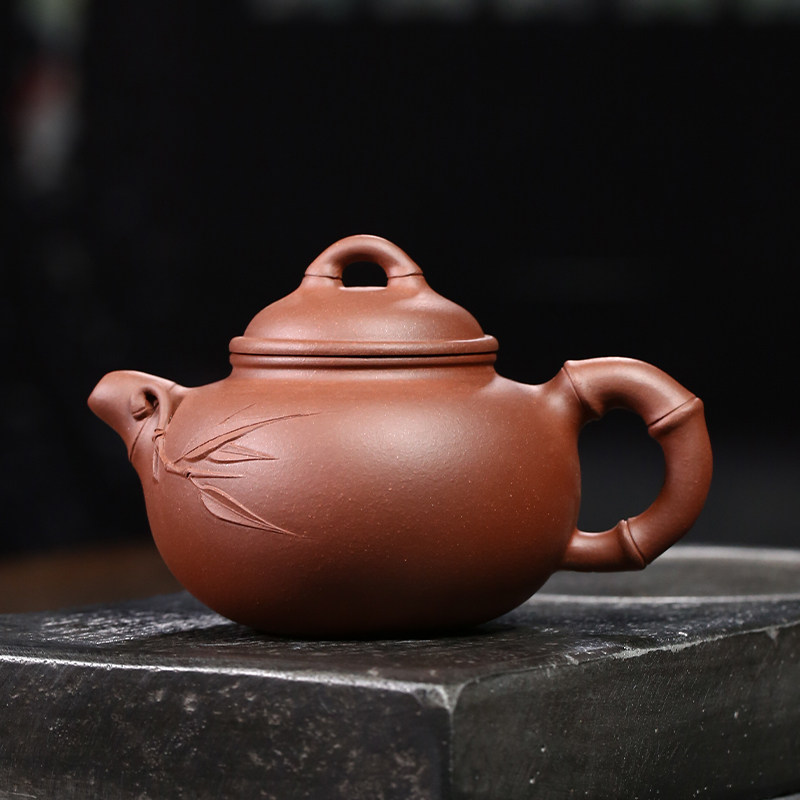 【茗隐茶器】国工储卫珍匏尊竹节原矿紫泥宜兴紫砂壶纯手工270cc