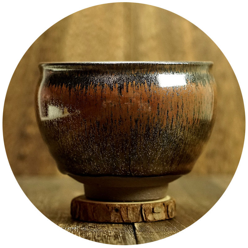 【柴烧铁锈彩毫将军盏】古拙沉稳雅致内敛 游於进 建阳建盏 e11