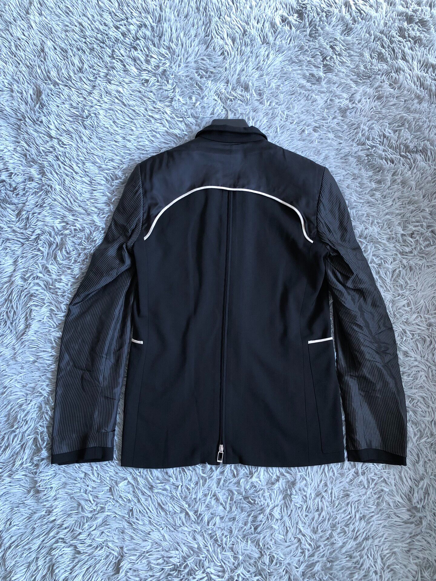Dior Homme Striped Sleeve Wool Blazer — back