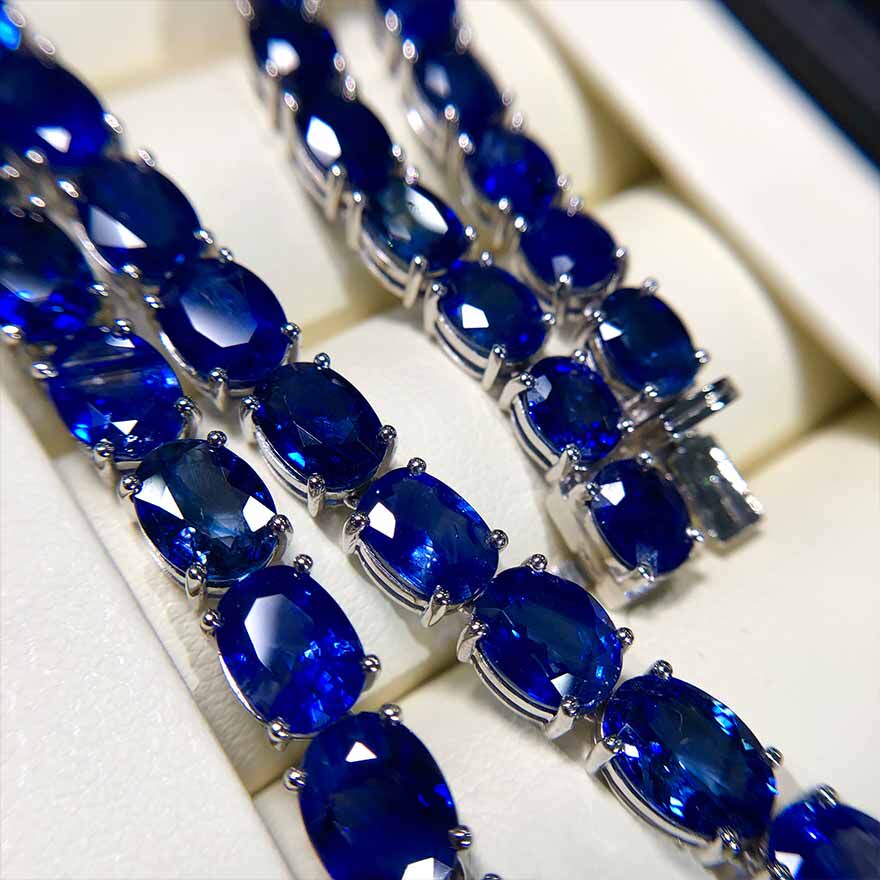 总68.90ct蓝宝石项链 18k金 4247