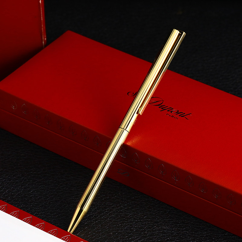 3折即刻拍99新dupont都彭圆珠笔镀金竖条纹古典系列送礼佳品老师