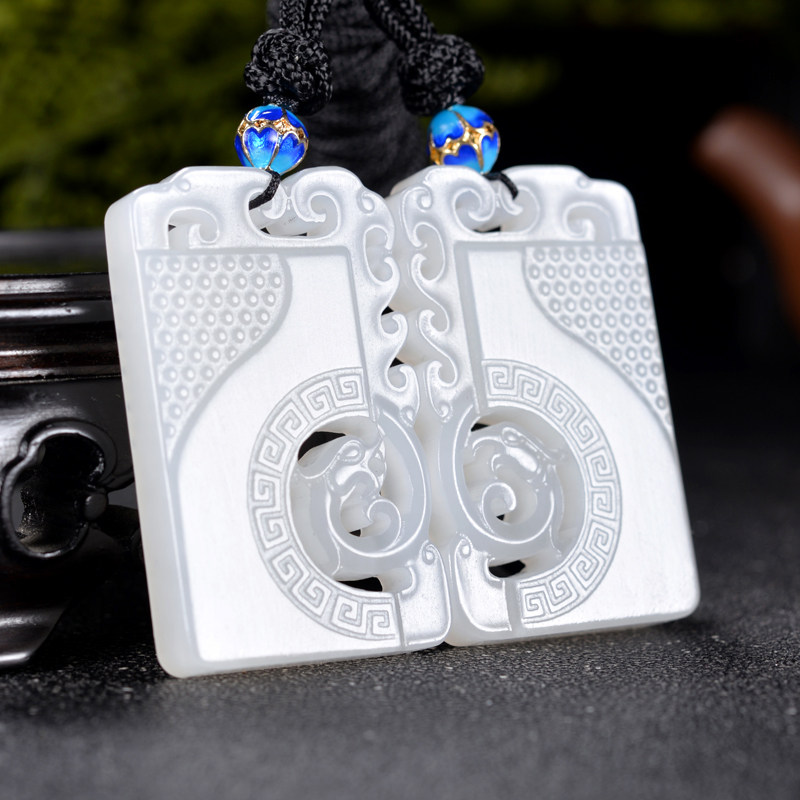 羊脂白玉【龙凤呈祥】和田玉羊脂白玉龙凤呈祥对牌59.101克