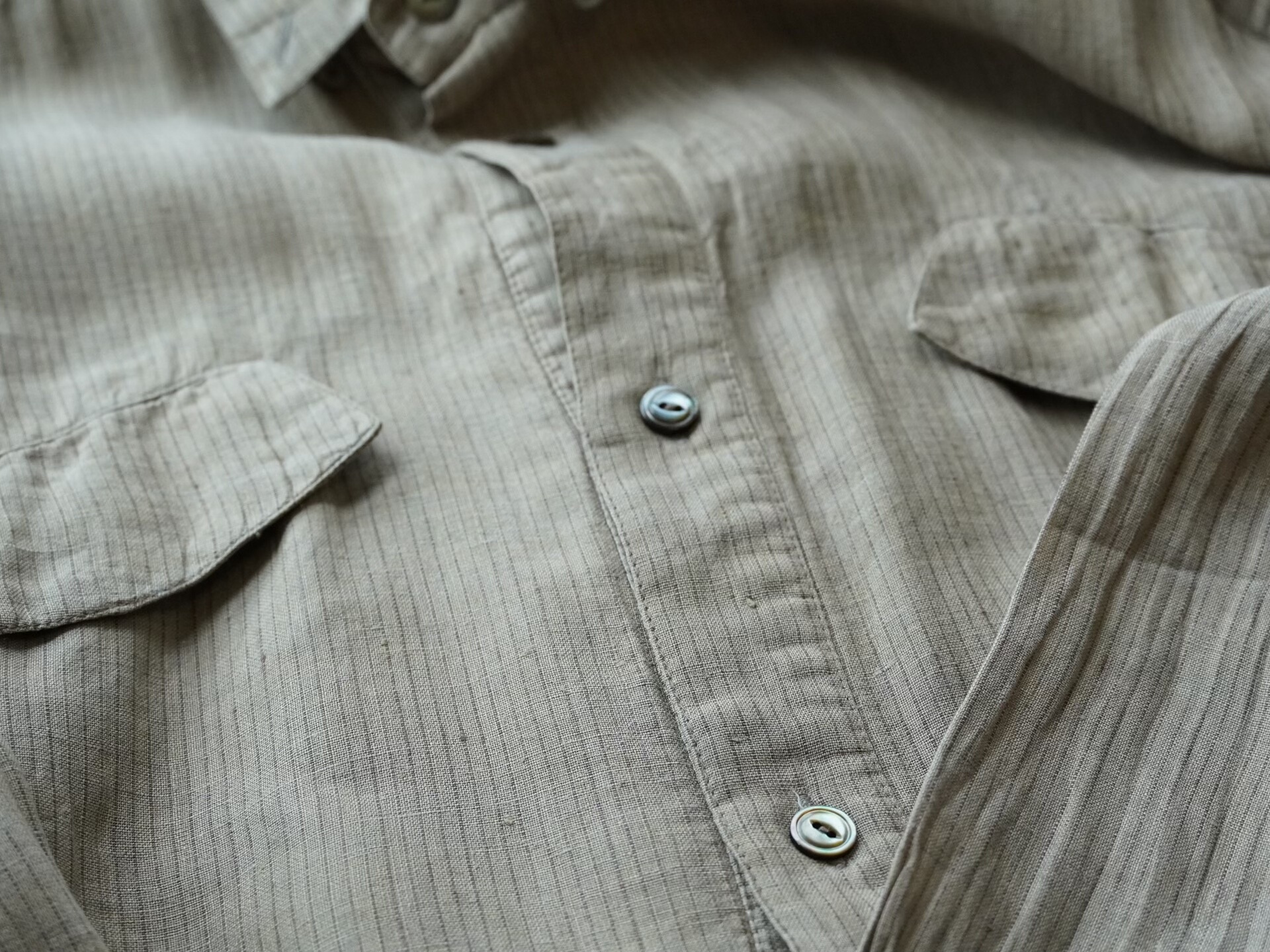 Issey Miyake Beige Striped Linen Shirt — label